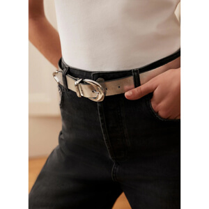 Mint Velvet Silver Metallic Leather Belt